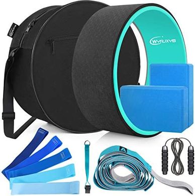 Yoga Wheel Set with Blocks, Bands, Jump Rope & Bag
