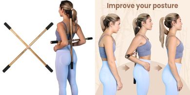 Posture Corrector & Back Stretcher: Acacia Wood Yoga Stick
