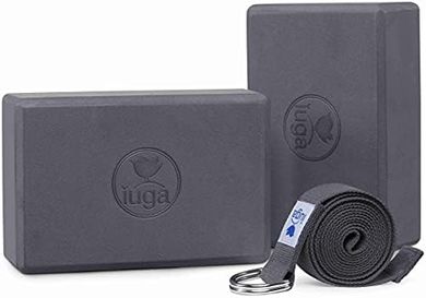 IUGA Yoga Blocks & Strap: Improve Strength, Balance (9x6x3")
