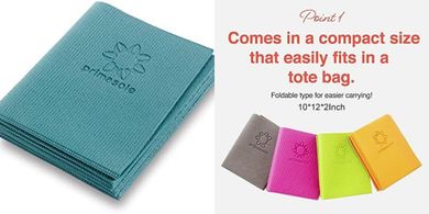 Primasole Folding Yoga & Pilates Mat: Tear-resistant, portable, 4mm thick.
