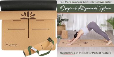 Premium Cork Yoga Mat:  5mm Natural Rubber, Extra Support, Alignment Lines
