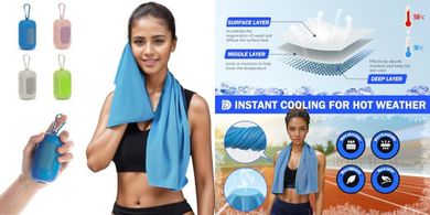 Cooling Towels: 4 Pack Portable Silicone Neck & Face Towels
