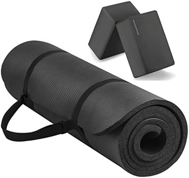 Thick, Anti-Tear Yoga Mat with Strap & Blocks
