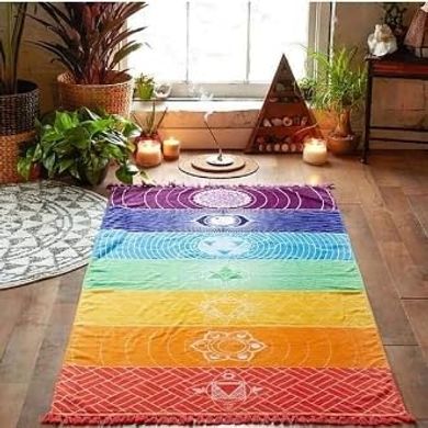 Boho Rainbow Yoga Mat & Sunscreen Shawl
