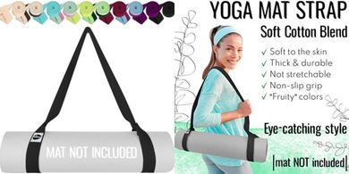 TECEUM Yoga Mat Carrier: Adjustable Sling, 30+ Colors
