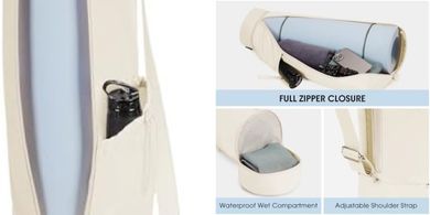 Yoga Mat Carrier Bag: Full Zip, Water Bottle & Wet Pocket
