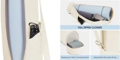 Yoga Mat Carrier Bag: Full Zip, Water Bottle & Wet Pocket