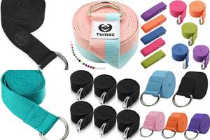 5 Yoga Straps with Sturdy Metal Buckles