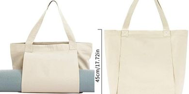 Yoga & Pilates Tote: Canvas Shoulder Bag with Mat Carrier
