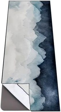 Watercolor Mountain Yoga Mat Towel with Pockets & Bag
