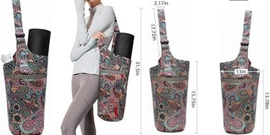 Large Yoga Mat Bag with Pockets & Adjustable Strap
