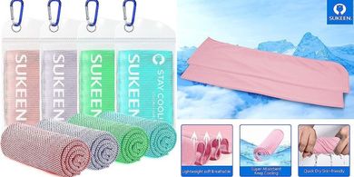 Sukeen Cooling Towels: 4 Pack, Quick-Dry, Breathable for Sports & Fitness
