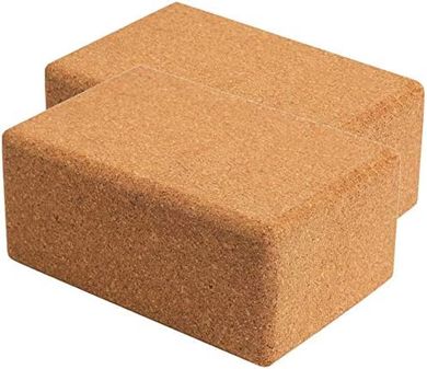 Natural Cork Yoga Blocks (2-pack): Non-slip, stable, lightweight support.
