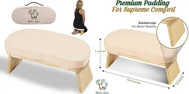 Foldable Bamboo Meditation Kneeling Bench for Comfort & Travel