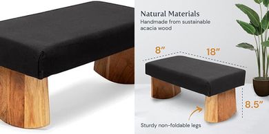 Zen Black Acacia Meditation Bench: Sustainable, Curved, Perfect Posture
