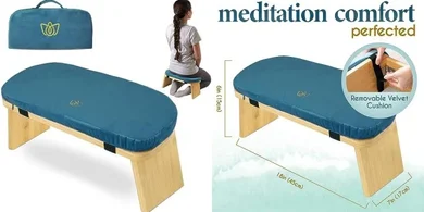 Florensi Bamboo Meditation Bench: Foldable, Cushioned, with Travel Bag
