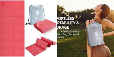 Foldable Travel Yoga & Pilates Mat (68"x24", 2/4mm) with Bag
